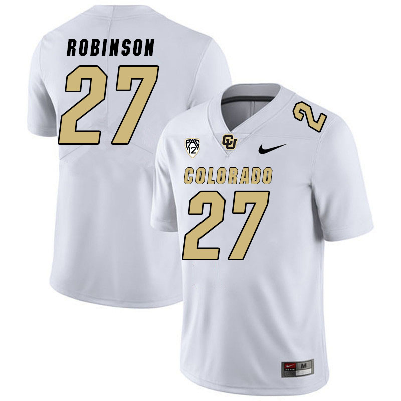 Men #27 Nahmier Robinson Colorado Buffaloes College Football Jerseys Stitched Sale-White - Click Image to Close